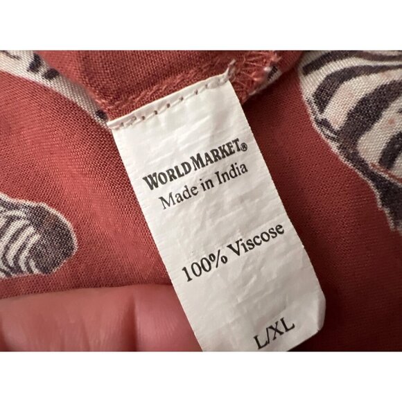 World Market L/XL Zebra Blouse Wide Sleeve Boho Viscose - Picture 3 of 9